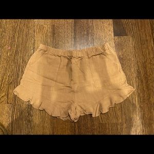 VICI tan ruffle shorts